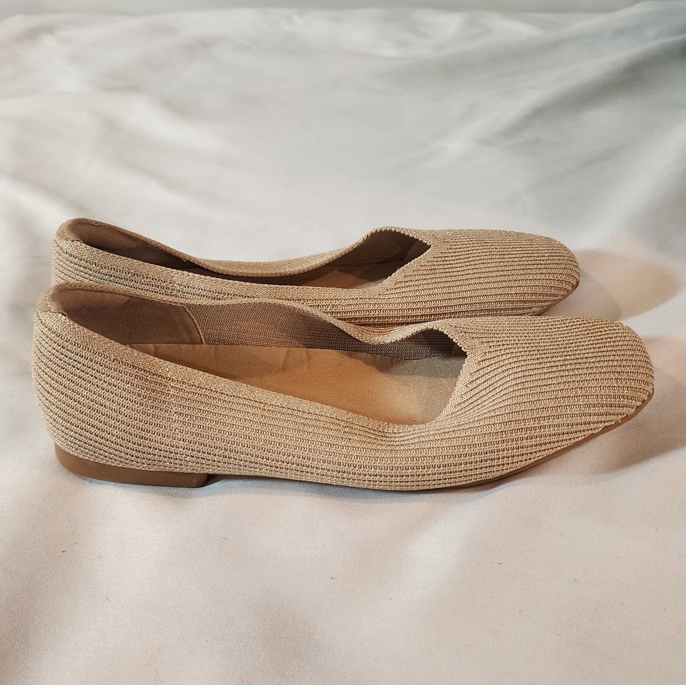 Arromic Women's Tan Gold Sparkle Flats 8